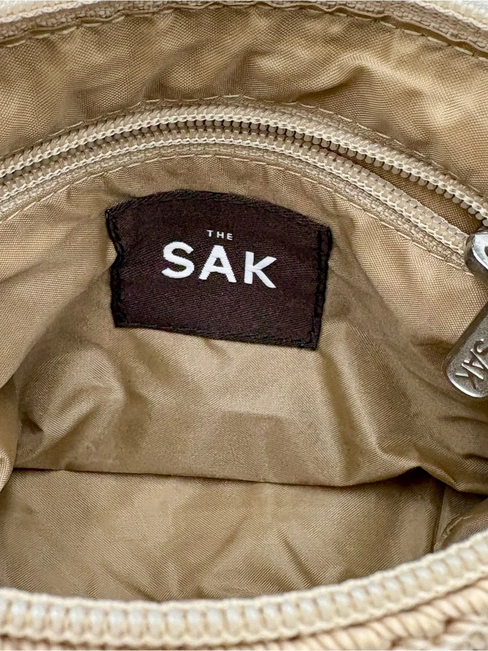 The Sak Woven Zip Small Bag in Beige